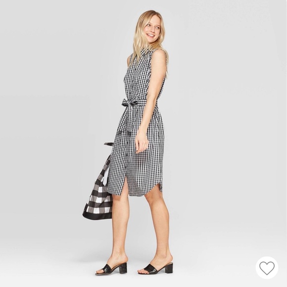 Who What Wear Dresses & Skirts - Black/White Gingham Sleeveless Button-Up Dress